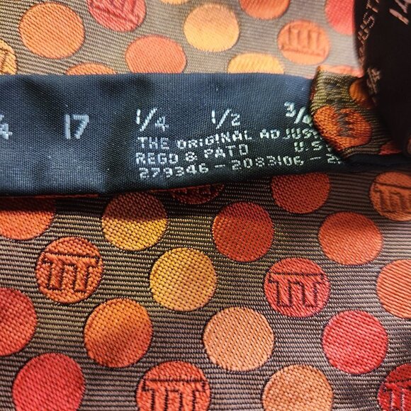 Lee Allison Bow Tie Men's 100% Silk Tie The Original Adjustable Orange Circles - Picture 9 of 9